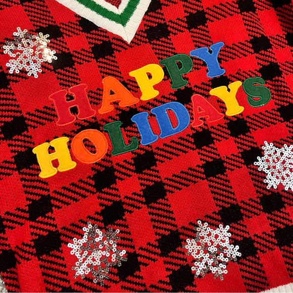 NWOT George Red and green plaid Christmas sweater - Picture 3 of 4